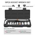 10pcs 1/2 (12.5mm) Auto maintenance tools combination socket set wrench set screwdriver set hexagon socket wrench set. 