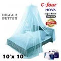 C four Nova Round framed Side Open Mosquito Net for Super Twin Bed ( 10 x 6 ). 