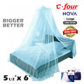C four Nova Round framed Side Open Mosquito Net for Large Bed ( 5 x 6 ). 
