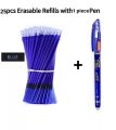 1+25Pcs/Set 0.5mm Black and blue Ink Gel Pen Erasable Refill Rod Erasable Pen Washable Handle School Writing Stationery Gel Ink Pen. 