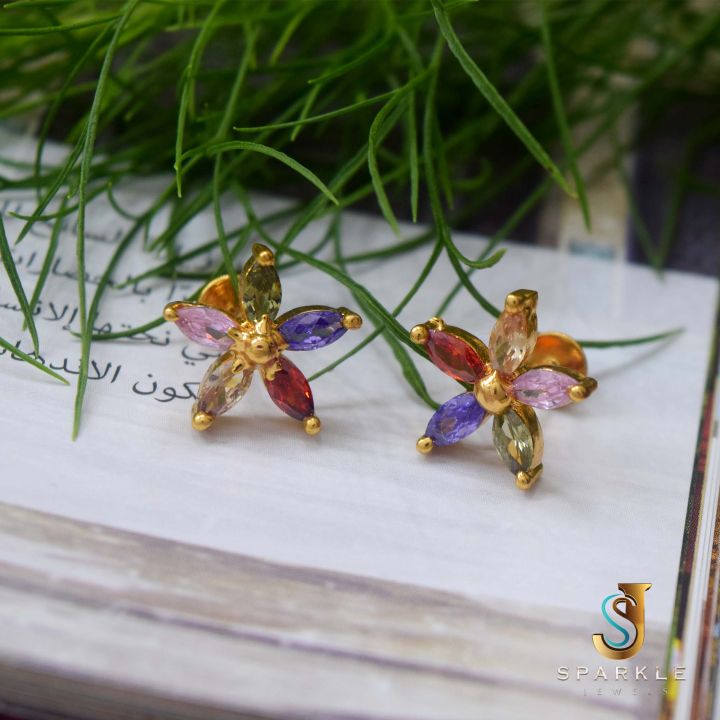 Earrings for Women Gold Dipped Flower Earrings for Girls, Precious Hypoallergenic Earrings for Sensitive Ears