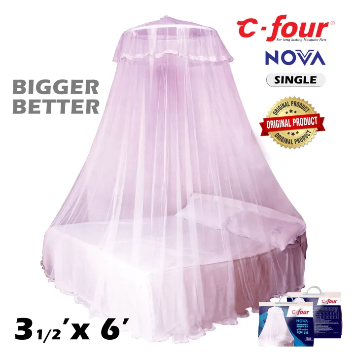 C four Nova Round framed Mosquito Net for Single Bed ( 3 x 6 )