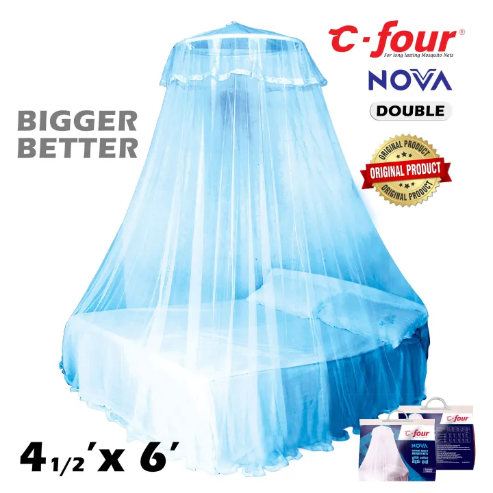 C four Nova Round framed Mosquito Net for Double Bed ( 4 x 6 )