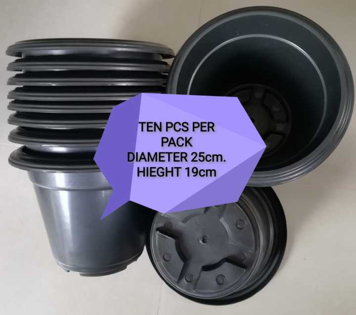 Plastic Pots (DIAMETER-25cm/HEIGHT 19 cm)-10 PCS PER PACK