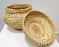 Cane Storage box (Kuruniya) Hand Woven Eco Friendly Traditional Lid Handle Round. 