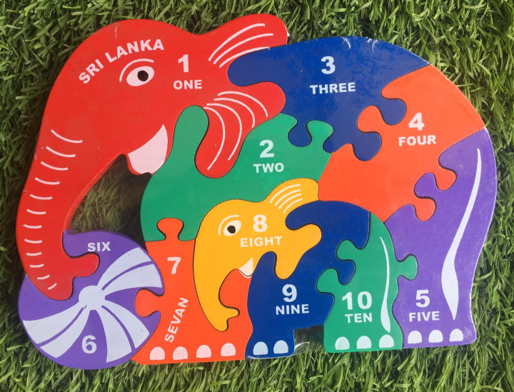 Kids Puzzle Elephant/Wooden Elephant Family Puzzle/Numbers/Medium