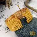 Gold Plated Foxtail Link Bangle Big for Women Lock Bangle Fashion Jewelry Gift Comfort fit. 