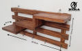 Wooden Wall-Mounted 3-Tier Stair Shelf with Key Hooks and Floating Shelf Rustic Home Decor. 