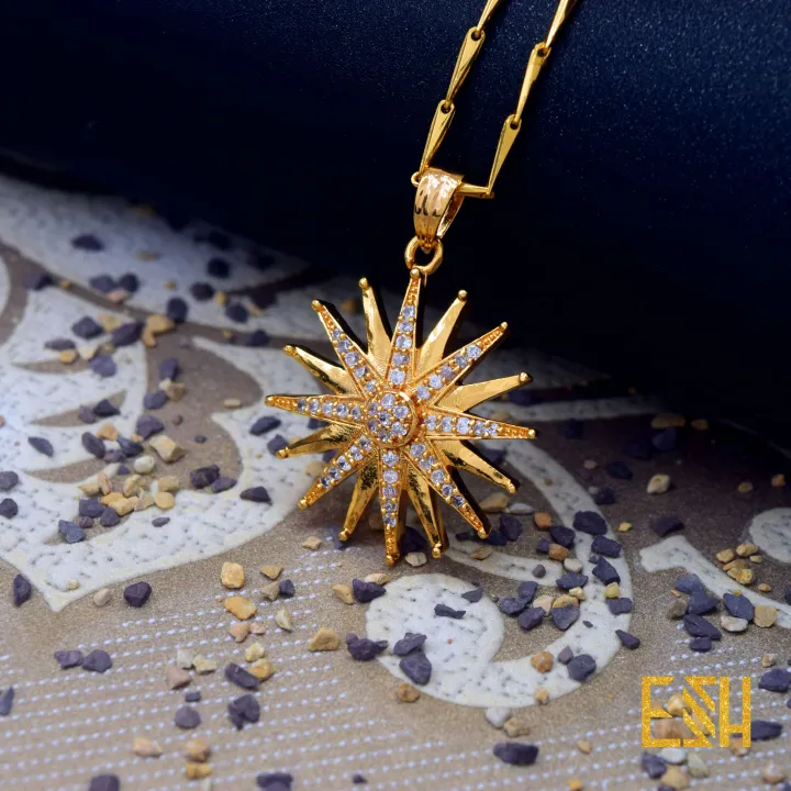 Gold%20Plated%20ESH%201.5MM%20V-Cut%20Chain%2018/24%20Inch%20With%20Rich%20Look%20Star%20Theme%20Pendant%20Durable%20Combo%20jewellery%20For%20Women%20Love%20Gift%20-%20Image%205