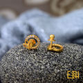 Gold Plated Stylish Small Earrings With Fixed Stone For Women. 