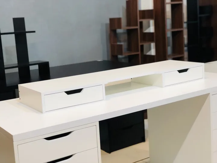 VTEC Modern LOUIS Monitor Riser/Laptop Stand/Storage Rack/With Lockers/Desk Organiser/