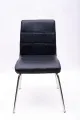 Contemporary Dining Chair With Black Vinyl Upholstery. 