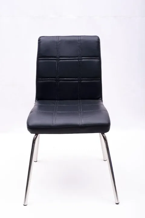 Contemporary Dining Chair With Black Vinyl Upholstery