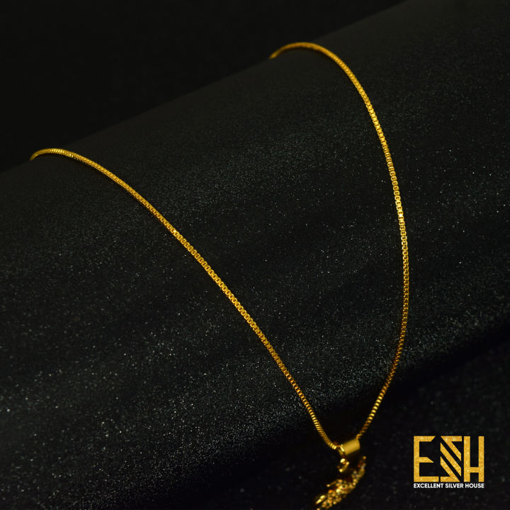 Gold%20plated%2018/24%20Inch%20Short%20Box%20Chain%2001MM%20With%20Small%20Star%20Sun%20Theme%20Pendant%20-%20Image%204