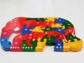 Kids Puzzle elephant/ Double-Sided Wooden Elephant Family Puzzle/ Alphabet. 