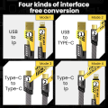 Tech infinite Ronpin 4 in 1, 2 Way Cable IOS PD27W, Type-C to Type-C 65W Fast Charging Cable Charger Data Cord USB-C, 4 In 1, Strong Type-C to Type C USB Charger /USB TO TYPE-C/TYPE-C TO IOS/USB TO IOS. 