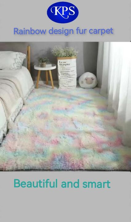 Rainbow color design fur carpet (4'x6' & 6'x6.5') သက်တန့်ဒီဇိုင်းမွှေနုကော်ဇော