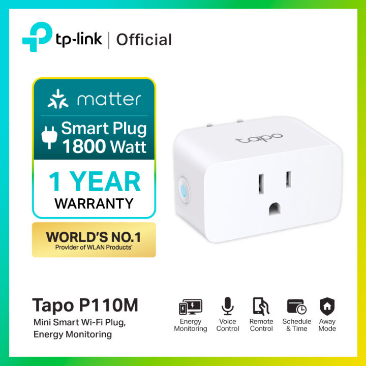 (Preorder) TP-Link Tapo P110M Mini Smart Wi-Fi Plug, Energy Monitoring Support Matter Turn on/off from anywhere via Tapo app