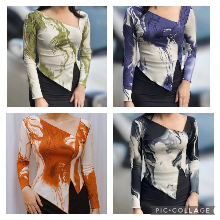 BKK 22 လိုင်းစင်း ရေစို design ဆွဲသား Top လက်ရှည် (free size )