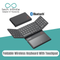 Tech Infinite JEQANG JB-836 Portable Quadruple Folding Wireless Bluetooth keyboard with Foldable Touchpad Bluetooth Wireless Keyboard With Touchpad Portable keyboard Ultra Slim Pocket Folding Keyboard For Windows/Android/IOS/iPad/iPhone/Tablet PC. 