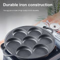 (Preorder) 【winnereco】7-cup Cast Iron Egg Pan, Non-stick Pancake Pan with Brush, Omelette Pan for Gas and Induction Cooktops. 