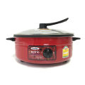 (Preorder) Imarflex 1-layer electric pan, Teflon coating, glass lid, 3 liters, model IP-134 လျှပ်စစ်ဒယ်နီအိုး. 