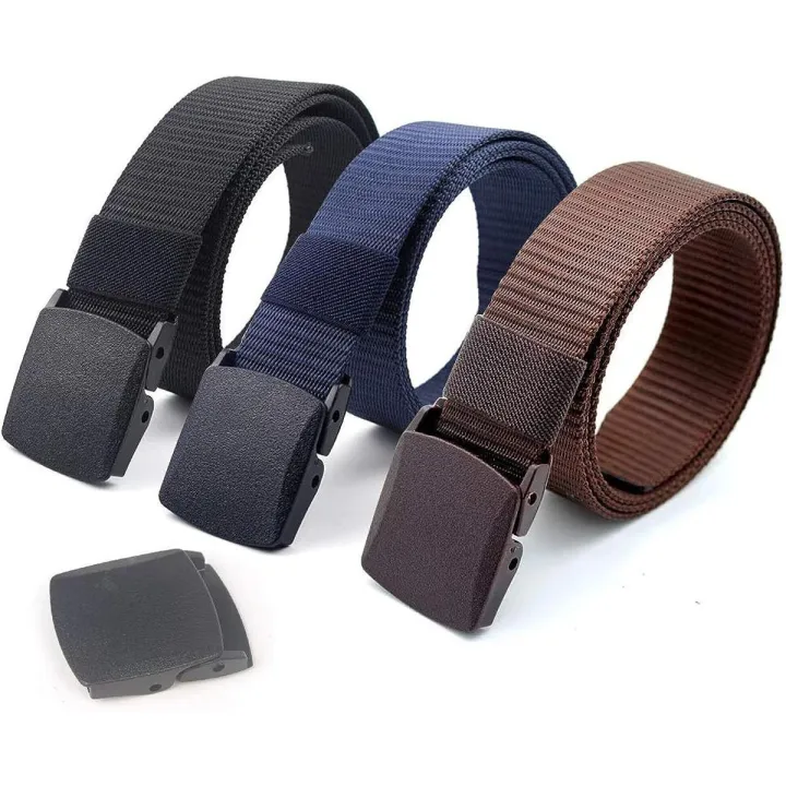 Men's belt, plastic buckle, nylon strap, no need to drill holes, cloth belt, fashion belt, nylon strap belt