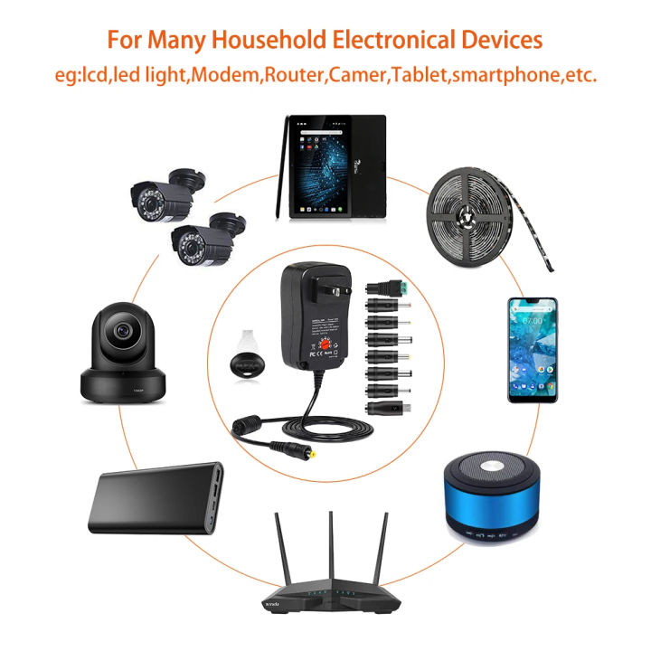 30W%20Universal%20Power%20Adapter%203V%204.5V%205V%206V%207.5V%209V%2012V%20AC%20DC%20Charger%20Converter%20+%205V%202.1A%20USB%20Port%20With%208Pcs%20jack%20-%20Image%207