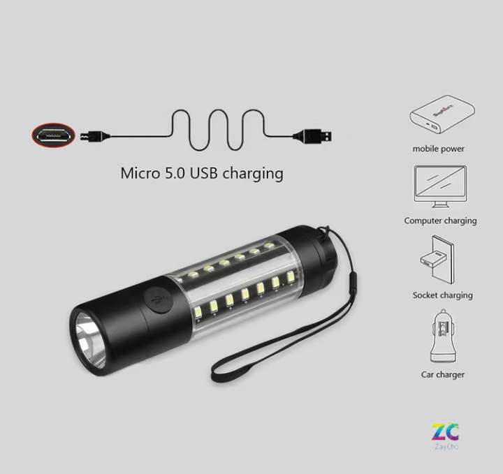USB%20Rechargeable%20Multifunction%20Mini%20Flash%20Light%20Portable%20Aluminum%20Inspection%20Torch%20Light%206%20Brightness%20Modes%20Handle%20Camping%20Hiking%20Flashlight%20with%20Clip%20-%20Image%204