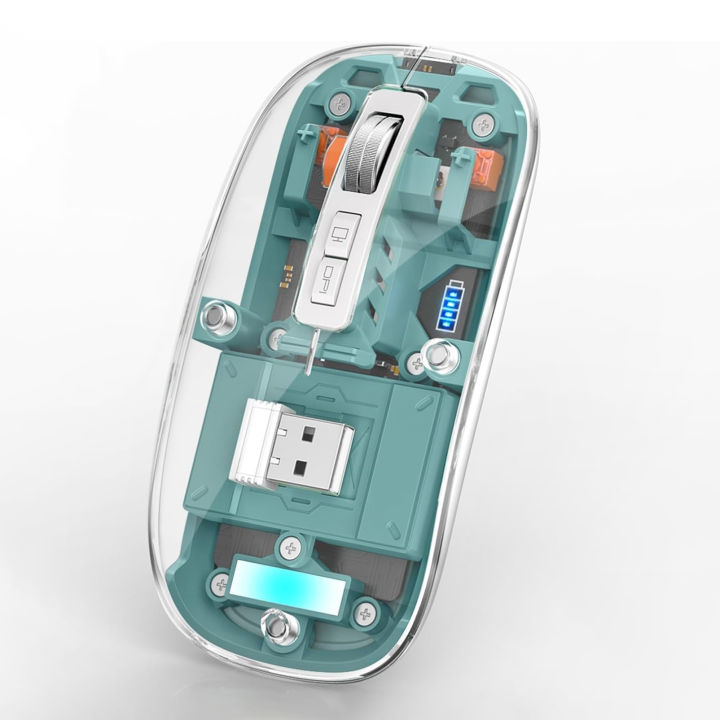 🖱️Transparent Tri‑Mode Mouse 🔁2.4G + BT1 + BT2 🔇 Quiet, Fast, Smart 🖱️ ...