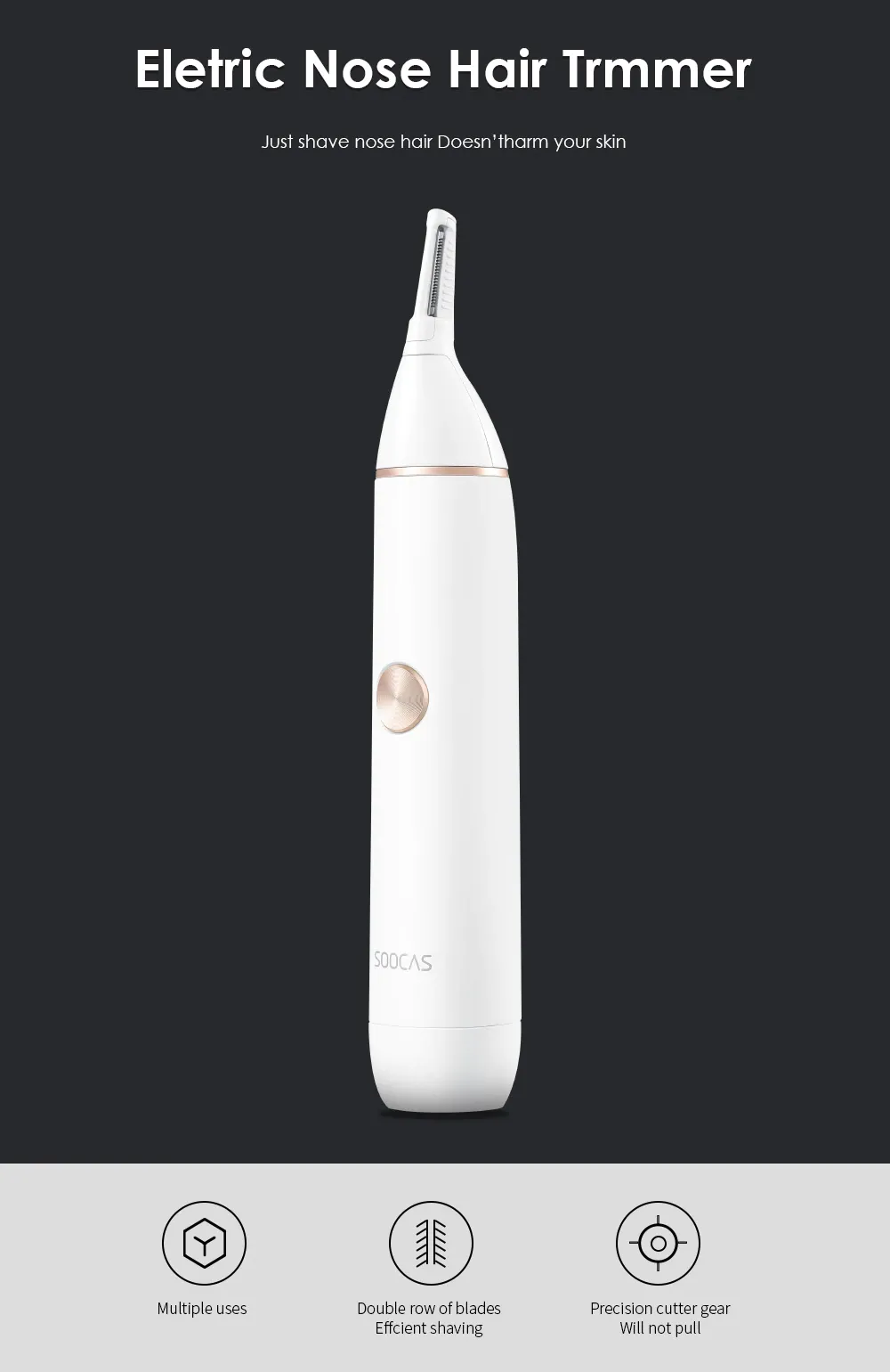 SOOCAS N1 waterproof Nose Hair Trimmer Eyebrow Clipper | Shop.com.mm