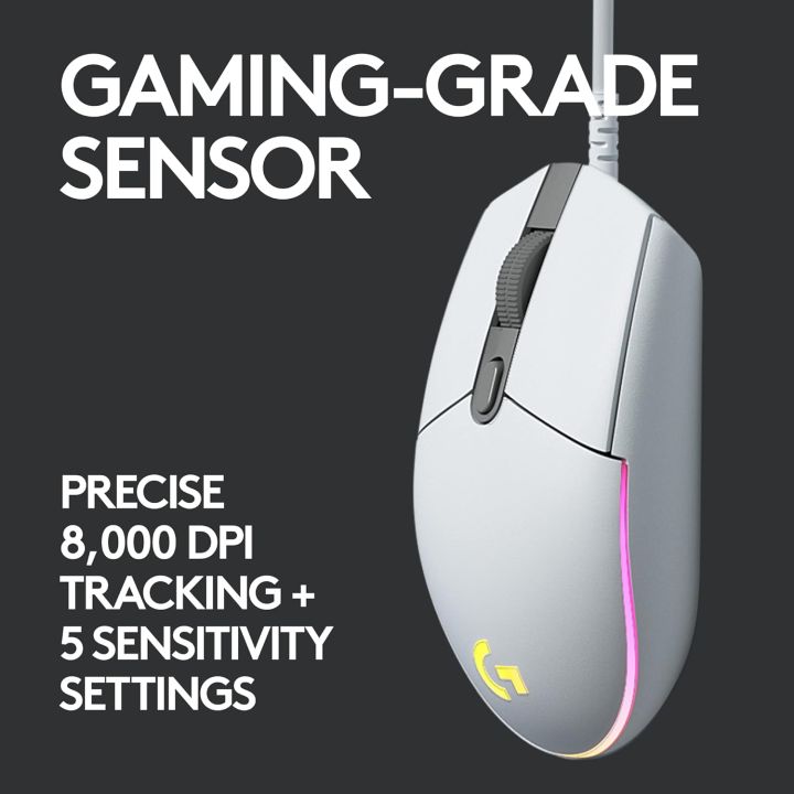 Logitech%20G102%20Light%20Sync%20Gaming%20Wired%20Mouse%20with%20Customizable%20RGB%20Lighting,%206%20Programmable%20Buttons,%20Gaming%20Grade%20Sensor,%208K%20DPI%20Tracking,16.8mn%20Color,%20Light%20Weight%20-%20White%20-%20Image%204