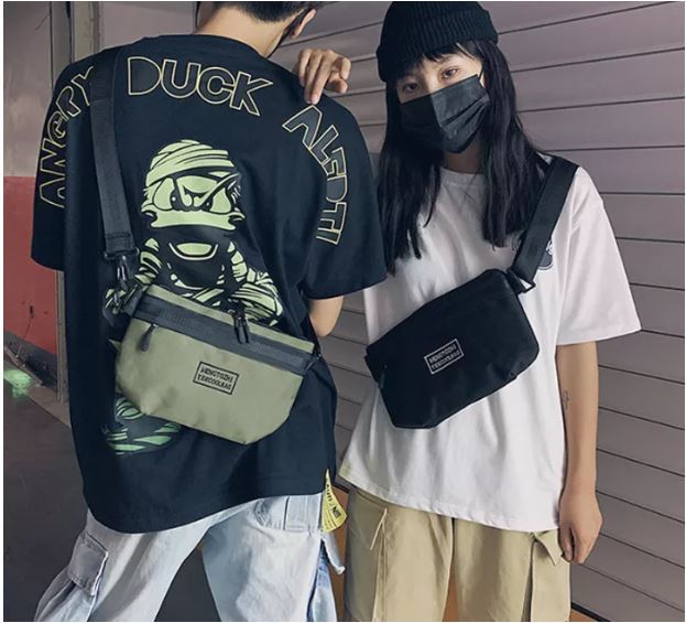 ရေစိုခံဘေးလွယ်အိတ် INS waterproof canvas shoulder bag Fashion City