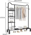 U-Shape Heavy Duty Metal Clothes Rack with Shelves - 150x45x150cm. 