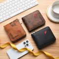 Vintage Men's Zipper Wallet PU Leather Short Coin Purse Business Man Card Holders. 