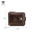 (Preorder)Bullcaptain RFID anti-theft brush zipper card holder men's leather wallet အမျိုးသားသုံးလက်ကိုင်အိတ်. 