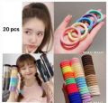 အကွင်း ၂၀ ပါခေါင်းစီးကြိုး_ 20 Pcs Hair Scrunchies High Elastic Hair Ties Rubber Band. 