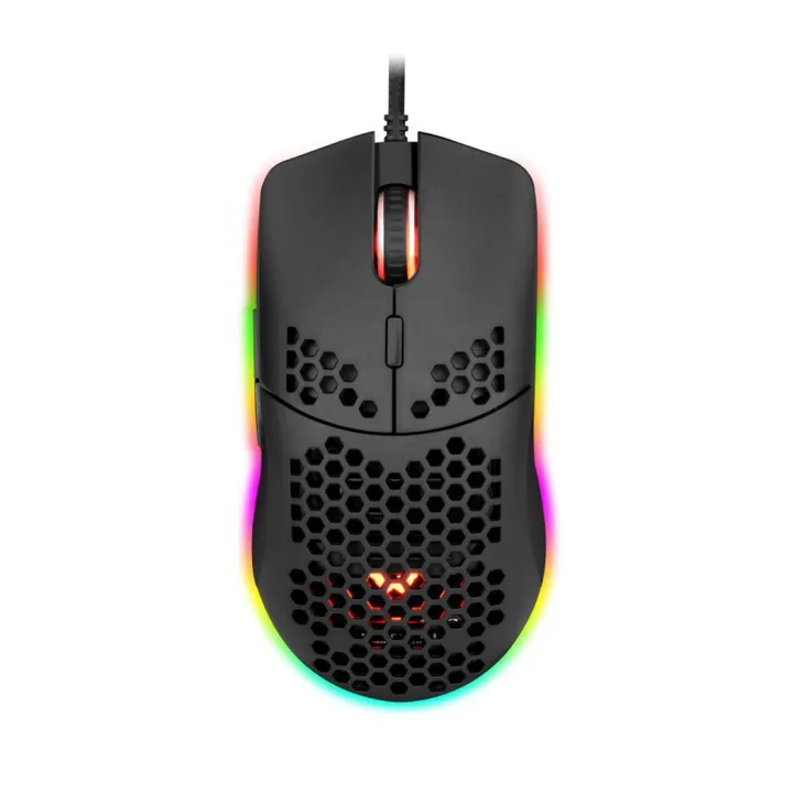 Tech Infinite Ice Armor GT-660 Gaming USB Gaming Mouse, Honeycomb Hollow Design Ergonomic Wired Mouse with Backlight, up to 6400 DPI, RGB Gaming Mouse for Mac, Laptop, Computer, (Black)