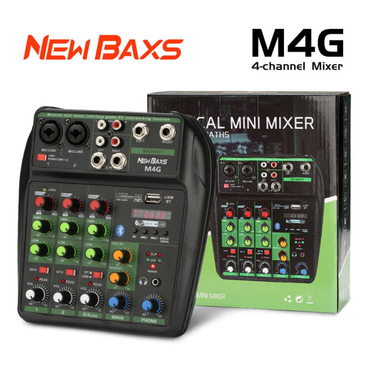 (Preorder)Newbaxs M4G professional audio mixer 4 channel 48V Phantom Power USB interface Bluetooth home live use professional audio equipment 100% genuine warranty