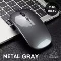 Wireless mouse with built-in battery, no clicking sound, Wireless Mouse , easy to use, beautiful lights, lightweight, beautiful design Metal Gray Color. 
