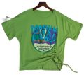 ချည်သား Crop Top Cotton T Shirt Green Top With String a trendy and playful fashion piece perfect for a stylish. 