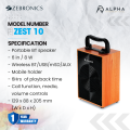 ZEBRONICS Zeb-ZEST 10 Wireless Bluetooth 10W Portable Bar Speaker with Supporting USB, SD Card, AUX, Mobile holder, TWS & Call Function. 
