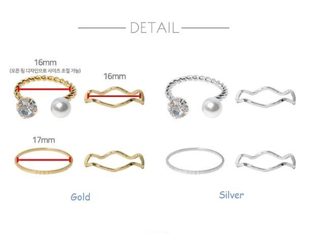 Pearl%20Rhinestone%20Open%20Ring%20and%20Simple%20Ring%20Set%20(%204%20pcs%20)%20/%20Adjustable%20Ring%20/%20Korea%20Ring%20-%20Image%205