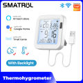 (Preorder)SMATRUL Wifi Temperature and Humidity Sensor with Backlight LCD Display, Smartlife/Tuya Smart Real-time monitoring Intelligent Scen e linkage Timing function For Home Greenhouse Support Alexa Google Home Assistant. 
