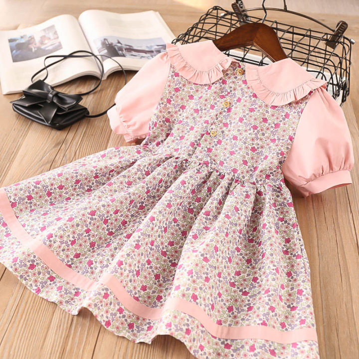 Toddler%20Baby%20Girl%20Causal%20Dress,%20Pink%20Floral%20Peter%20Pan%20Collar%20Party%20Dress%20Smocked%20Dress%20-%20Image%207