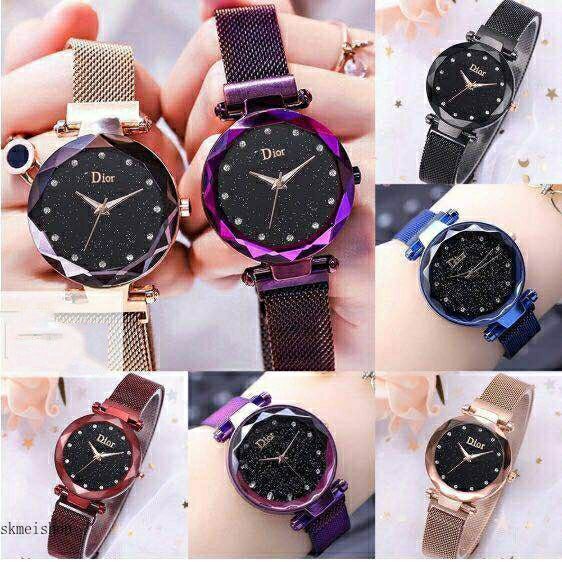 Dior%20women's%20steel%20belt%20quartz%20watch%20starry%20round%20dial%20lazy%20magnetic%20watch%20strap%20(Brown)%20-%20Image%205