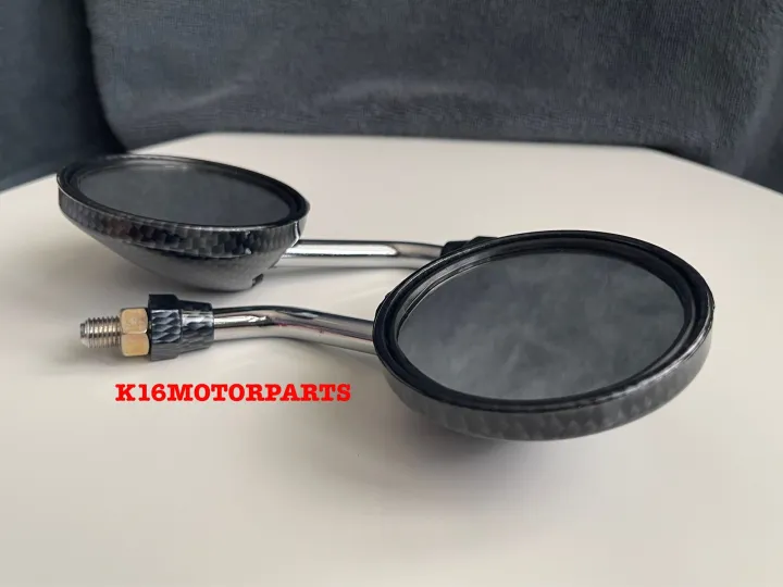 (Preorder)Mirror,%20round%20shape,%20SPORT%20RX-S,%20carbon,%20Kevlar,%20plated%20legs,%2012%20MM%20thread,%20short%20legs,%20small%20mirror,%20YAMAHA%20thread%20-%20Image%202