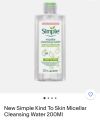 Simple Micellar Cleansing Water (200ml) (Expire date 2027/03). 