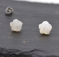 Mother of Pearl 8mm Rose Carved 3D Flower 925 Silver Push Type Studs သဘာဝ ကနုကမာ 3Dပန်း ပန်းပု နားကပ်. 