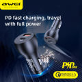 (Preorder) Awei C-825/C-822 18W Mini Car Charger, PD QC 3.0, 2 USB-A/Type-C Ports, Alcomm Quick Charge, iPhone 12, Xiaomi, Huawei, Universal Devices. 